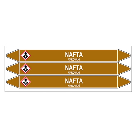 Značení potrubí, nafta,3 ks, 355 × 37 mm